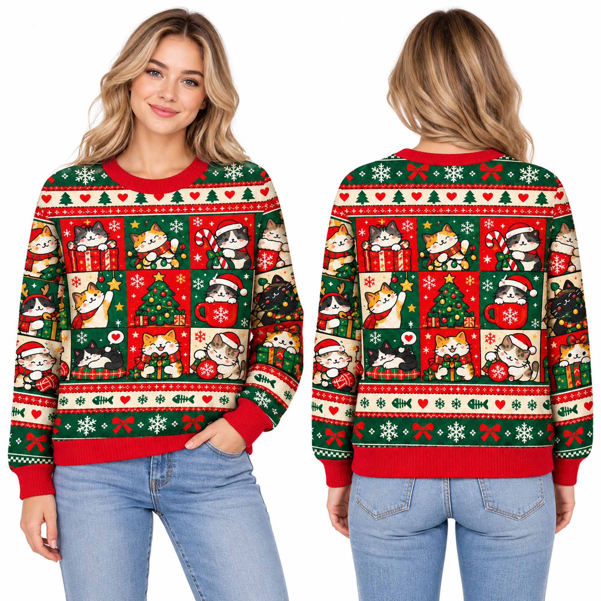 Christmas Cat Patch Meme Ugly Sweatshirt 2 Christmas Cat Patch Meme Ugly Sweatshirt 2