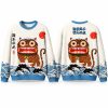 Christmas Folk Art Tiger Standing On Waves Ugly Sweater (1)