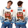 Christmas Folk Art Tiger Standing On Waves Ugly Sweater (2)