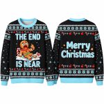 Christmas The End Is Near Gingerbread Man Ugly Sweater