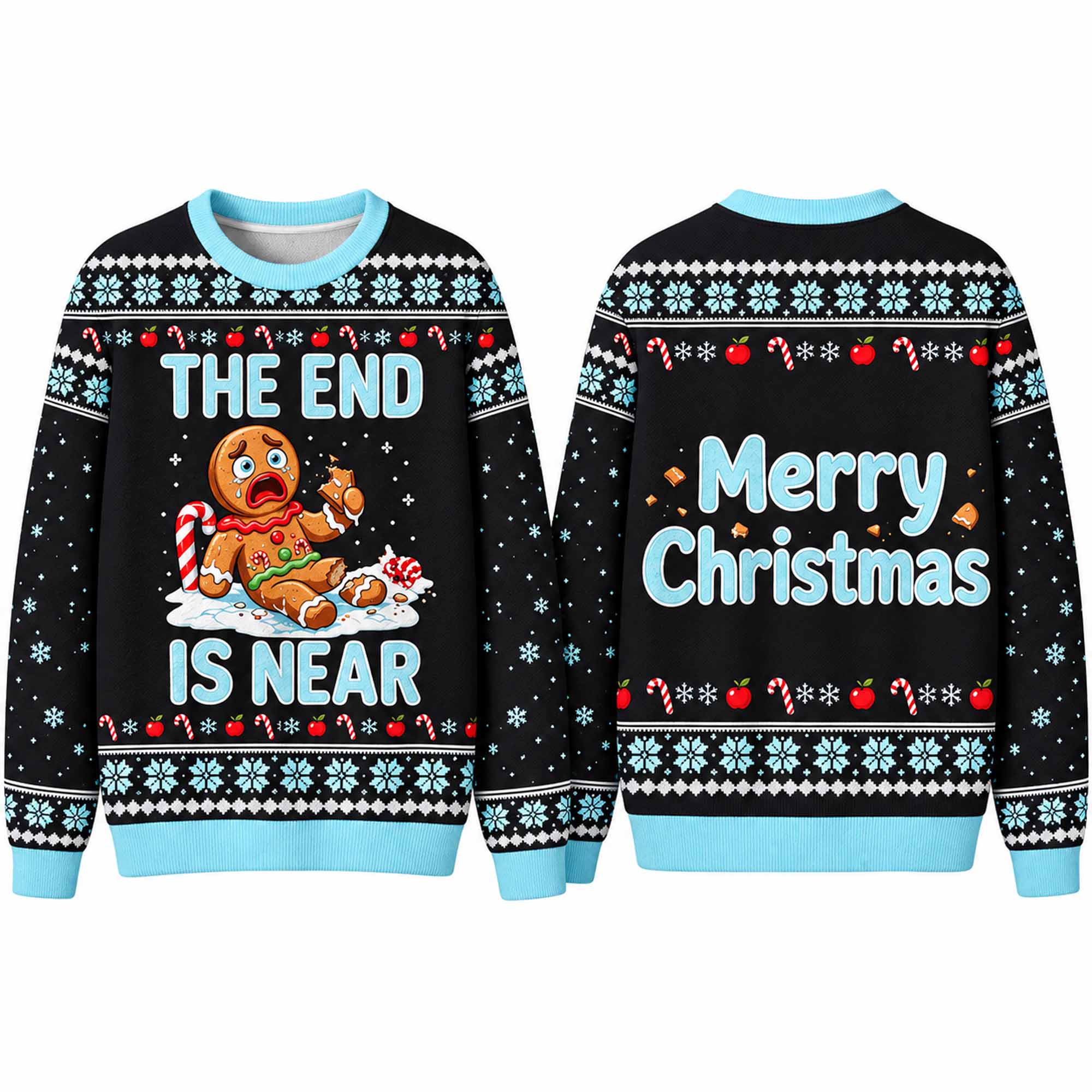 Christmas The End Is Near Gingerbread Man Ugly Sweater 1 Christmas The End Is Near Gingerbread Man Ugly Sweatshirt 1