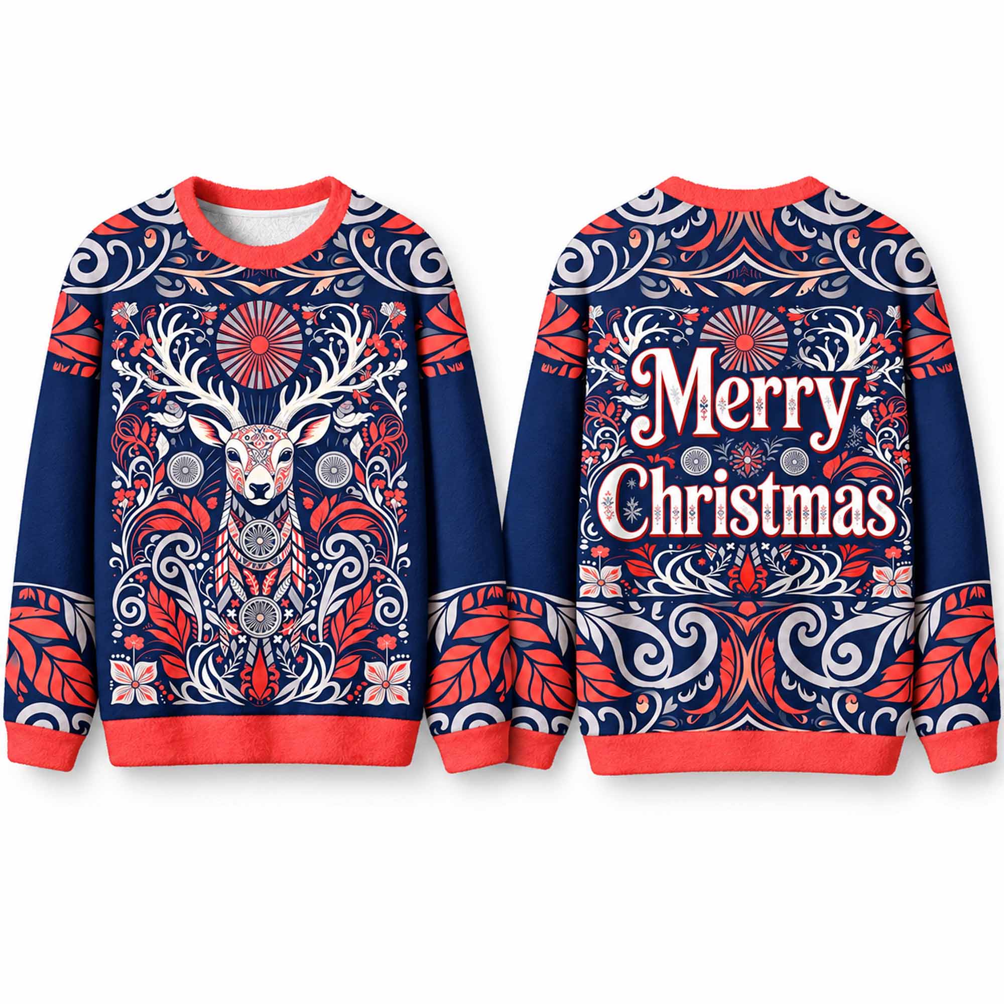 Christmas Totem Reindeer Ugly Sweater 1 Christmas Totem Reindeer Ugly Sweater 1