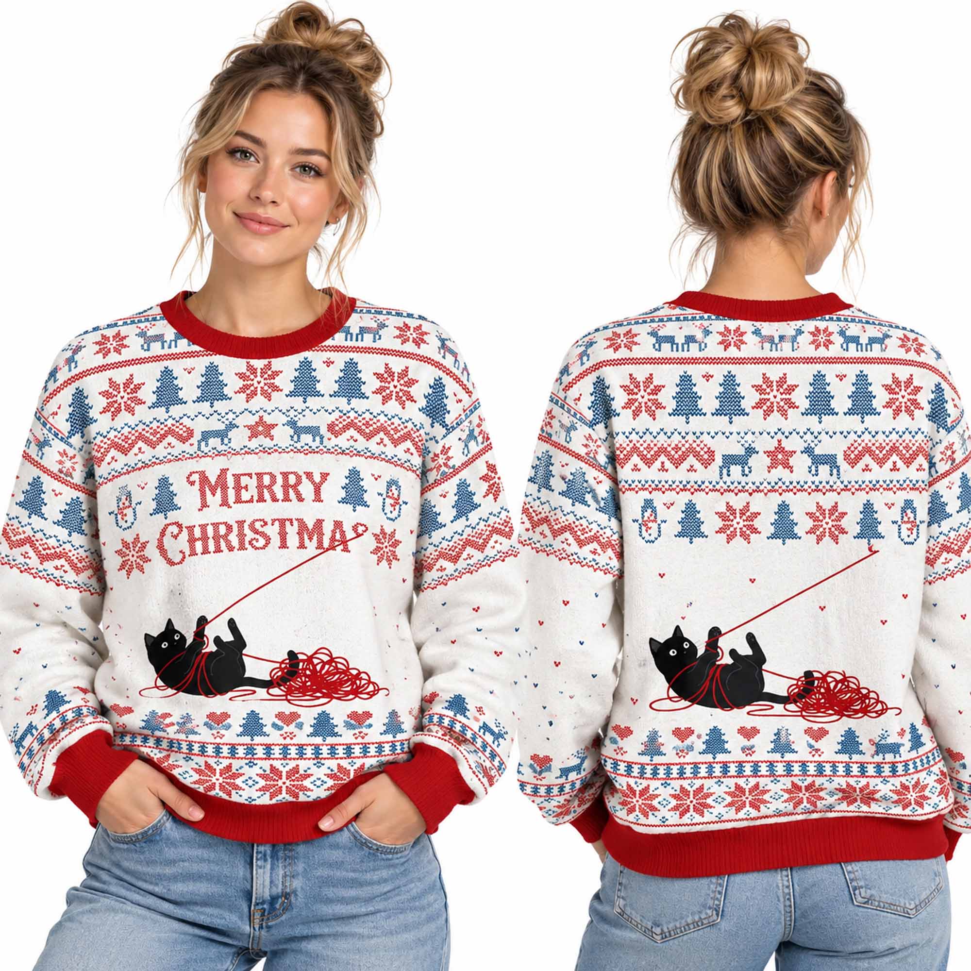 Christmas Yarn Black Cat Ugly Sweater 2 Christmas Yarn Black Cat Ugly Sweater 2