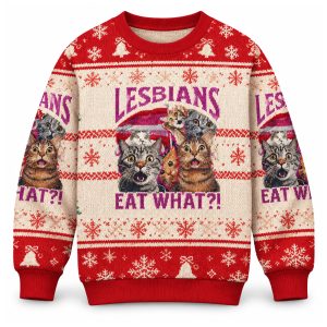 2026 Lesbians Eat What Christmas Ugly Sweater