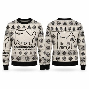 I Need Ibuprofen Cat Christmas Ugly Sweater (1)