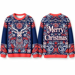 Christmas Totem Reindeer Ugly Sweater 1