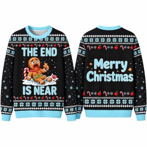 Christmas The End Is Near Gingerbread Man Ugly Sweatshirt 1
